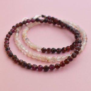 Sunstone and garnet necklace, multi stone bead choker